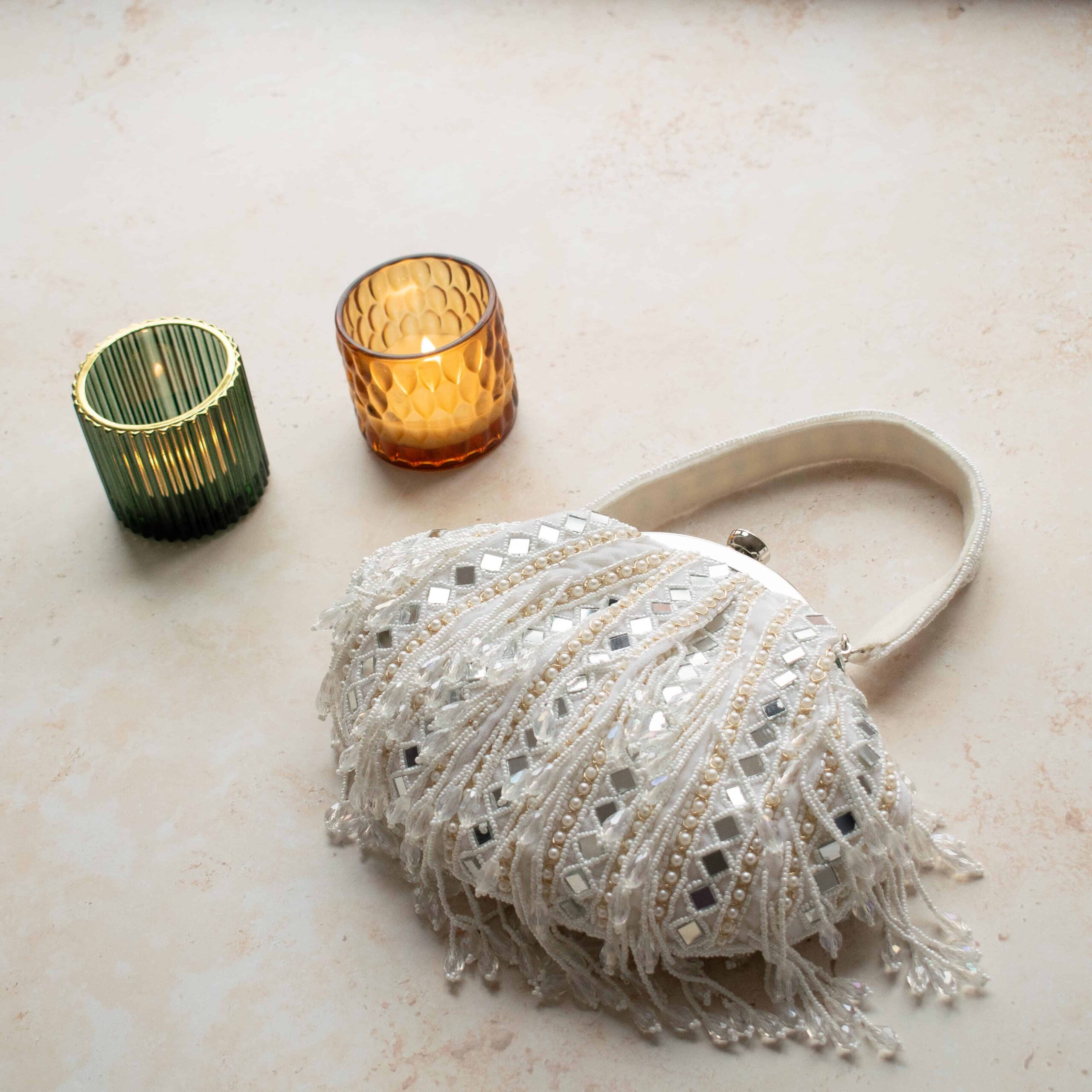 PRE-ORDER - Eliana Clip Purse (White Velvet)