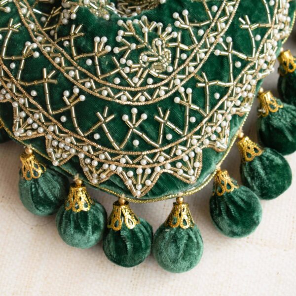 PRE-ORDER - Rajasthan Potli Bag (Bottle Green Velvet) - Image 3