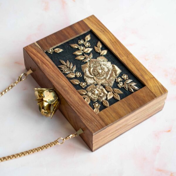 PRE-ORDER - Jaipur Wooden Rectangular Clutch - Image 3