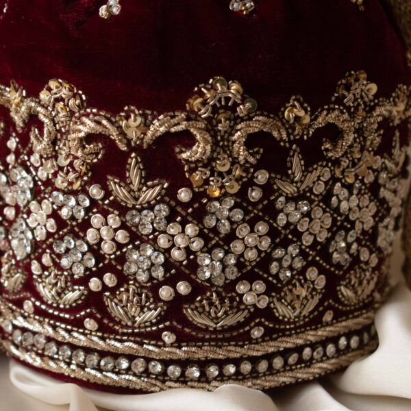 PRE-ORDER - Ruby Potli Bag (Maroon Velvet) - Image 3