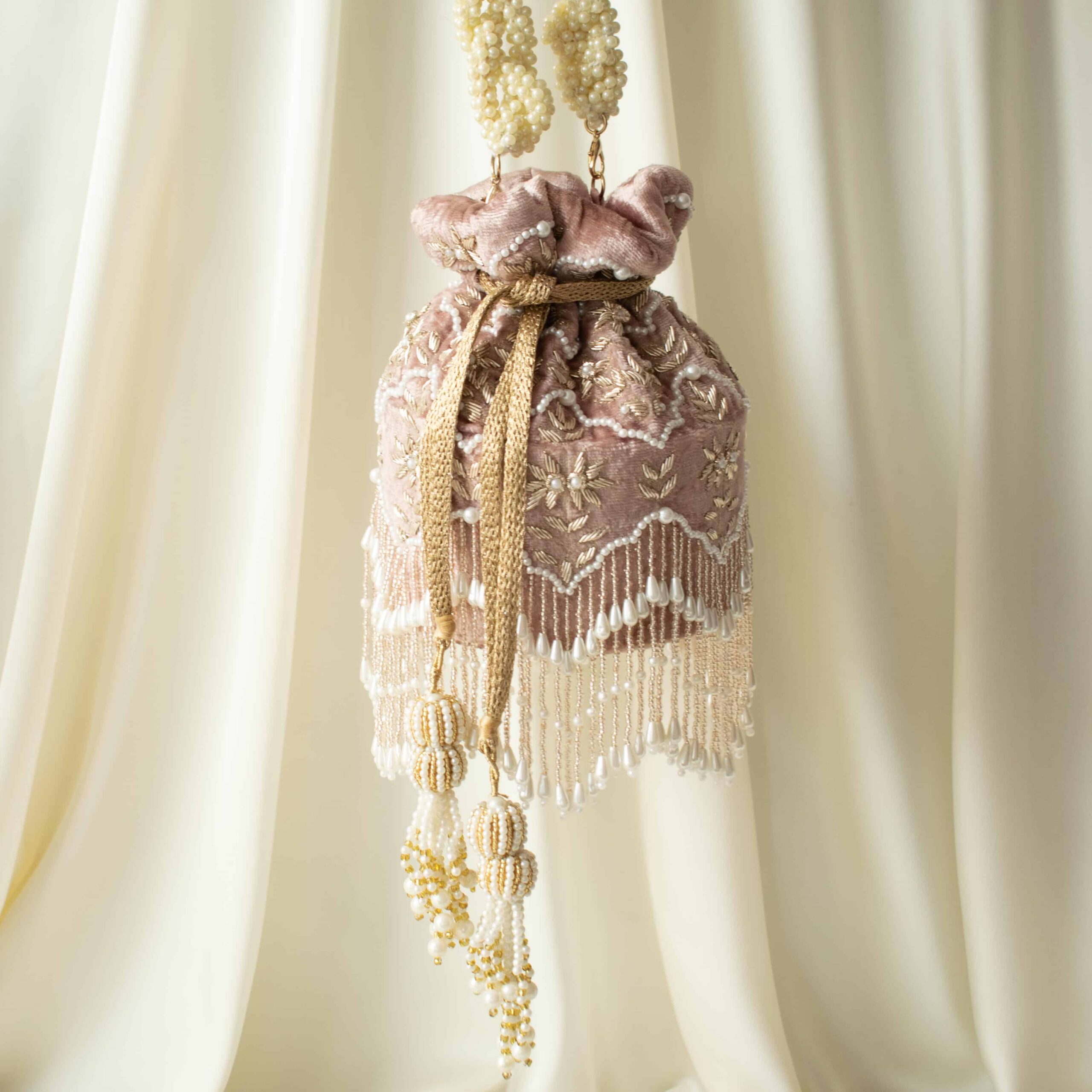 PRE-ORDER - Ela Potli Bag (Dusky Pink Velvet) - Image 8