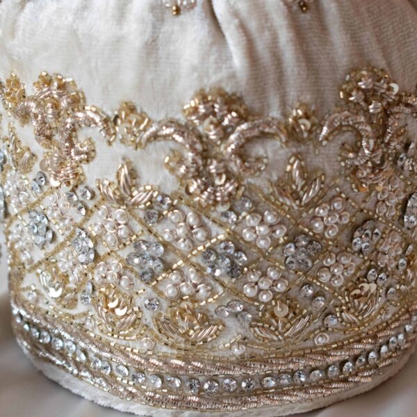 PRE-ORDER - Ruby Potli Bag (Cream Velvet) - Image 3