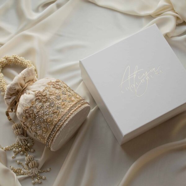PRE-ORDER - Ruby Potli Bag (Cream Velvet) - Image 6