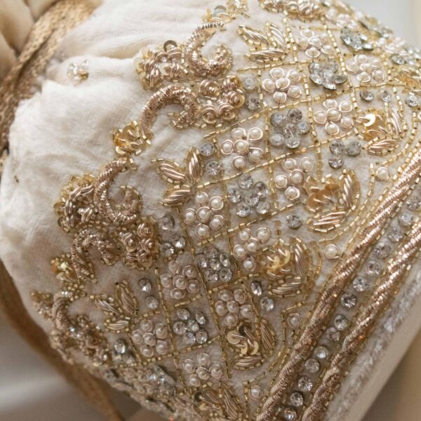 PRE-ORDER - Ruby Potli Bag (Cream Velvet) - Image 8