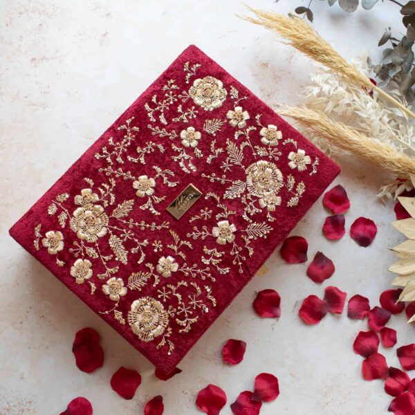 PRE-ORDER - ANAYA TROUSSEAU BOX (Red Maroon Velvet) - Image 6