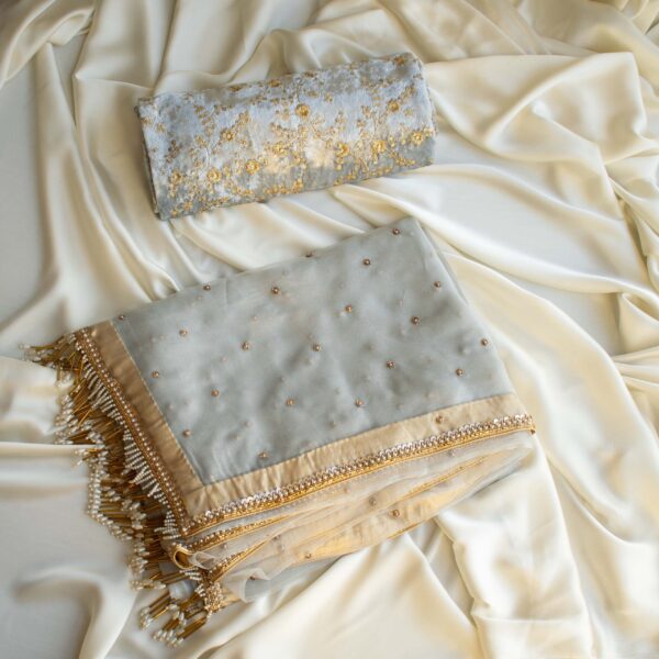 Amelia Organza Saree (Powder Blue) - Image 12