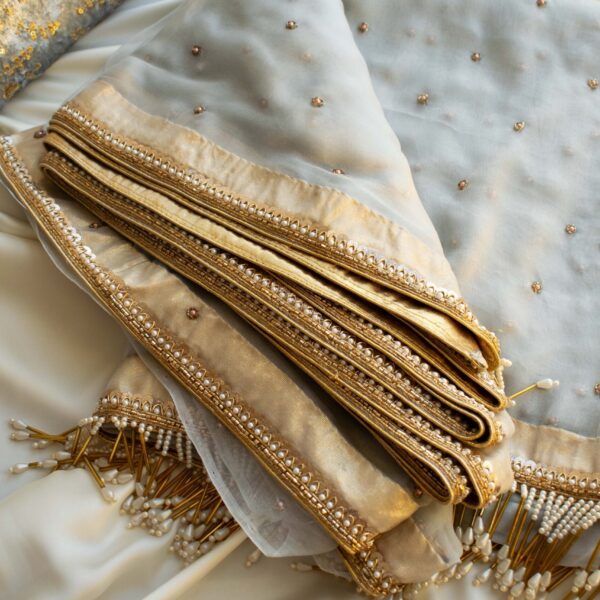 Amelia Organza Saree (Powder Blue) - Image 9