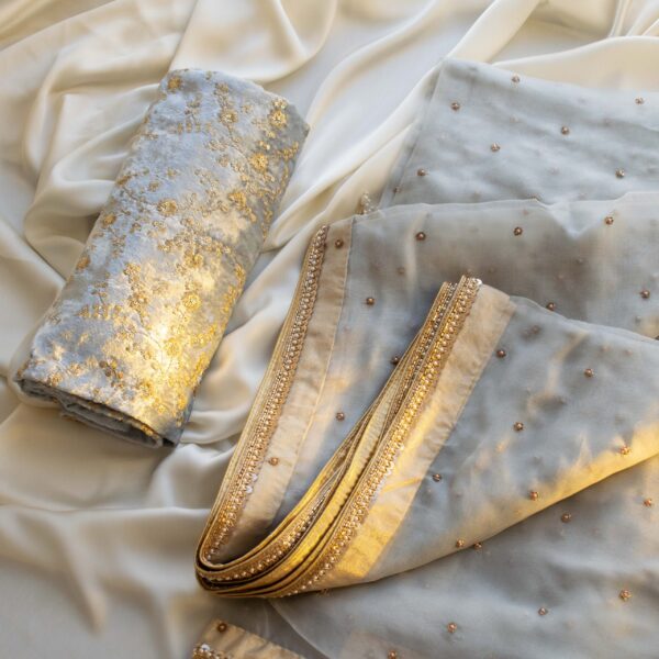 Amelia Organza Saree (Powder Blue) - Image 7