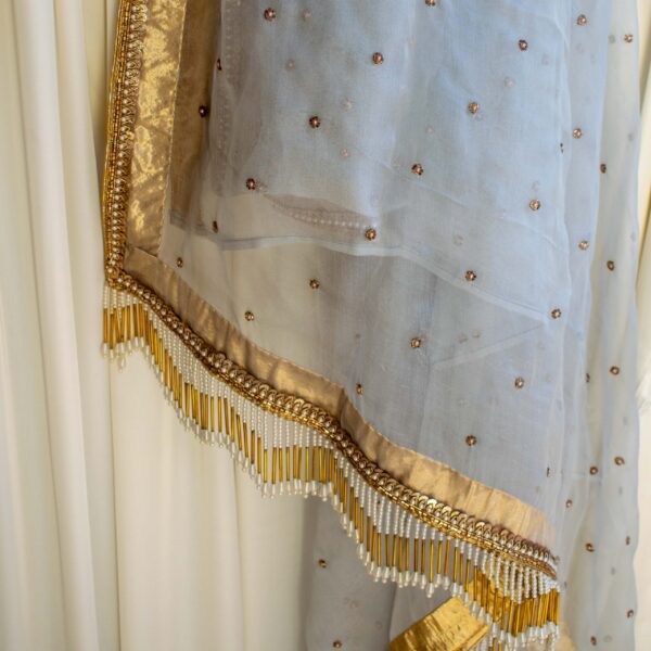 Amelia Organza Saree (Powder Blue) - Image 5