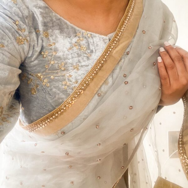 Amelia Organza Saree (Powder Blue) - Image 4