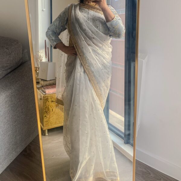 Amelia Organza Saree (Powder Blue) - Image 2