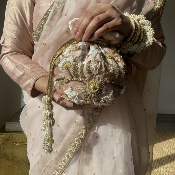 PRE-ORDER - Meena Potli Bag (Nude Pink Velvet) - Image 7