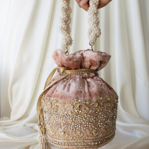 PRE-ORDER - Ruby Potli Bag (Dusky Pink Velvet) - Image 3