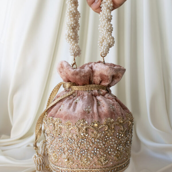PRE-ORDER - Ruby Potli Bag (Dusky Pink Velvet) - Image 5