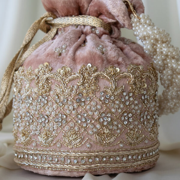 PRE-ORDER - Ruby Potli Bag (Dusky Pink Velvet) - Image 7