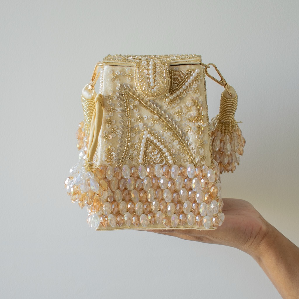 Talini Beaded Box Potli (Gold) - LIMITED EDITION - Image 3