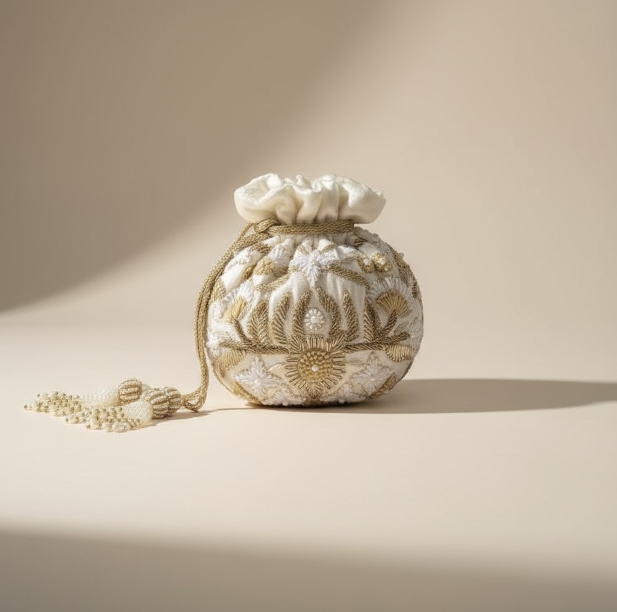 Meena Potli Bag (Cream Velvet) - Image 3