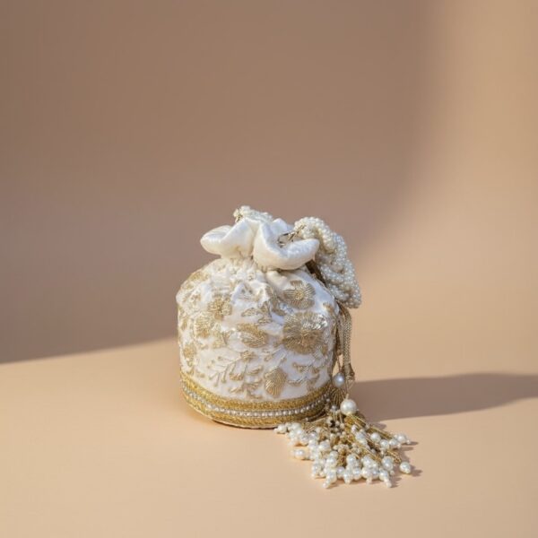 Anaya Potli Bag (Cream Velvet) - Image 3
