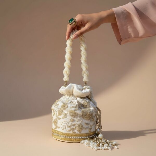 Anaya Potli Bag (Cream Velvet) - Image 5