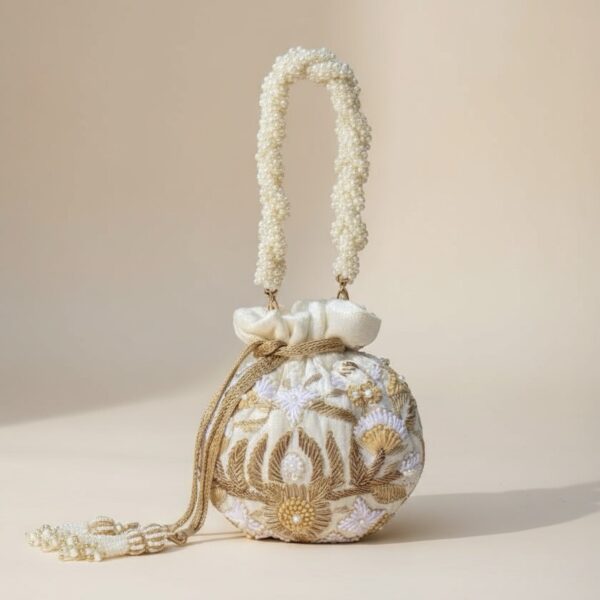 Meena Potli Bag (Cream Velvet)